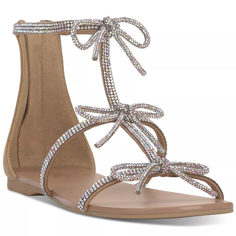 INC INTL Concepts Women Gertrudis Flat Gladiator Sandal Size US 5.5M Beige Bling